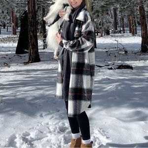 MissMe jeans plaid oversized coat